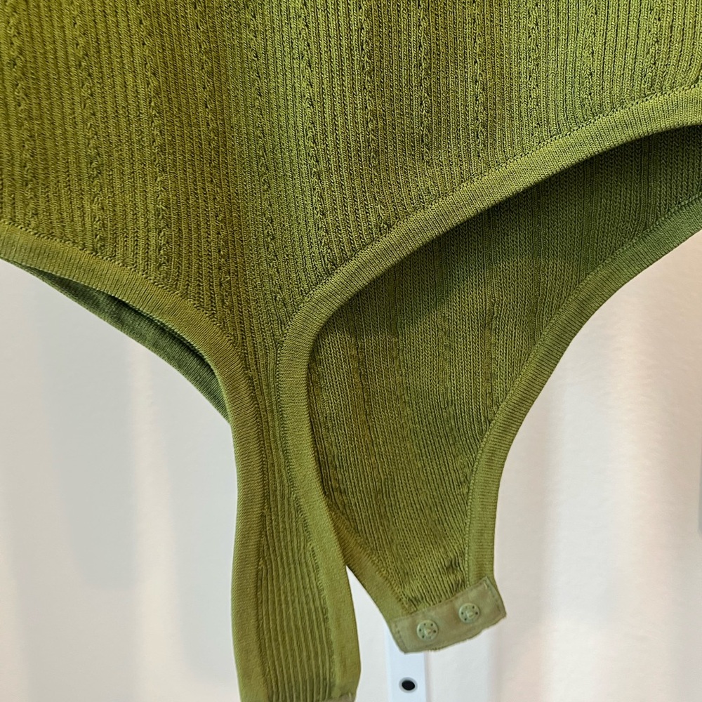 Express Olive Ribbed Knit Bodysuit - Picture 5 of 6